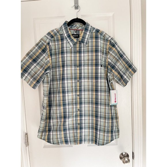 NWT Marmot Lykken Plaid Short-Sleeve Performance Woven Shirt - Crushed Mint - Picture 2 of 7